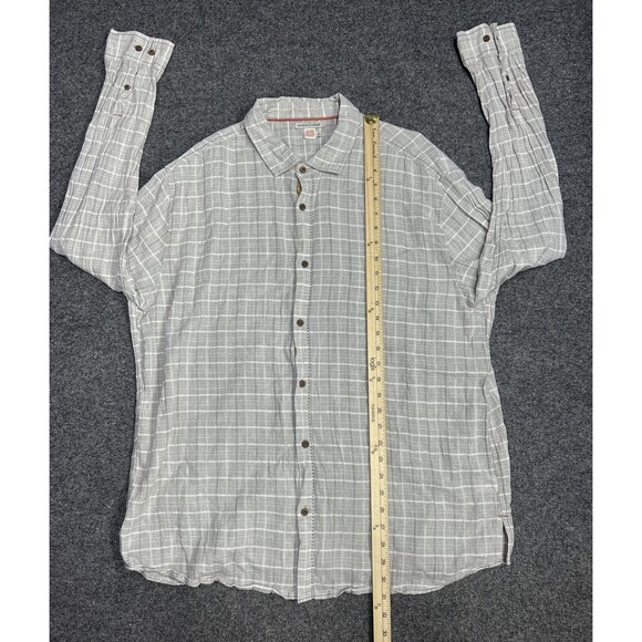Carbon 2 Cobalt Button Up Shirt Men Size XL Gray Plaid Linen Blend Casual Modern - Picture 5 of 7